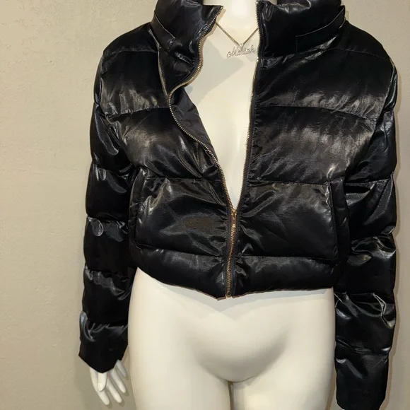 Hera Collection Shiny Black Puffer Jacket - Picture 3 of 7